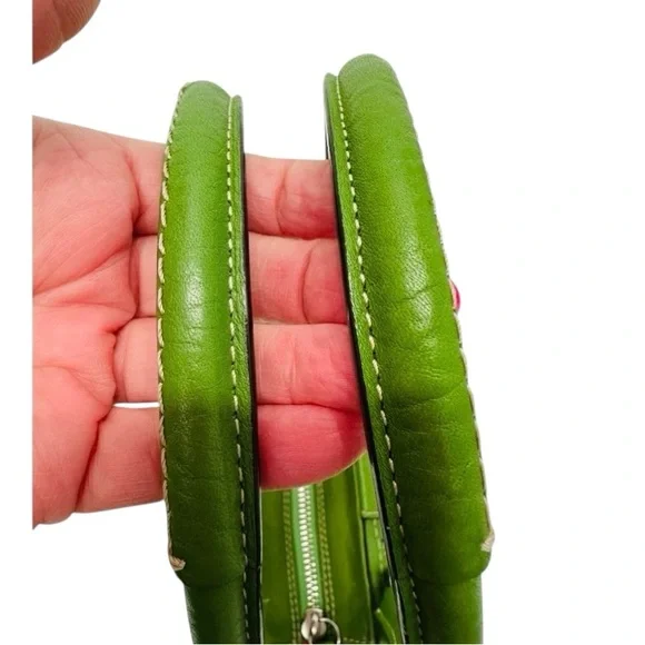 Coach Hamptons Green Pebbled Leather Braided Belt Satchel Handbag Y2K $398 - Picture 4 of 13